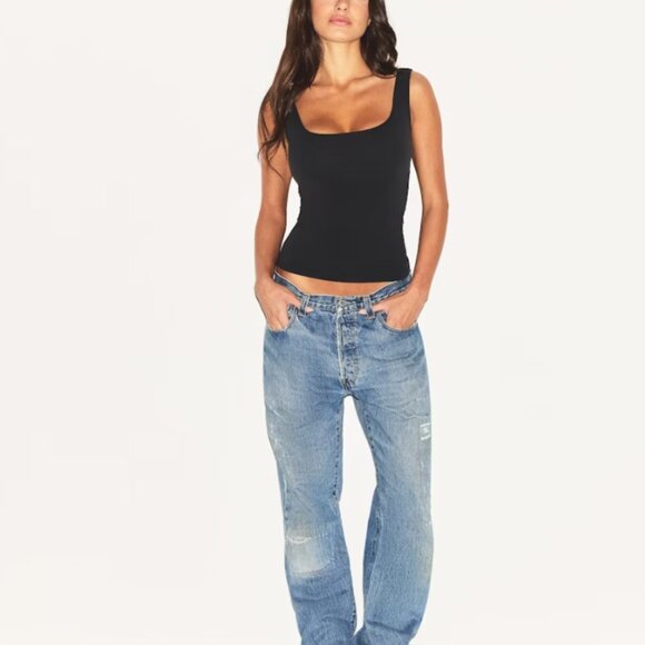 SKIMS Tops - SKIMS Cotton Jersey Tank Womens Small Soot Black Casual Shirt Crop Top NWT NEW